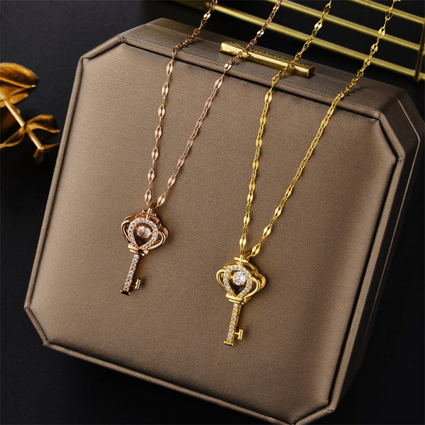 Minimalist Crown Titanium Steel 18K Gold Plated Necklaces