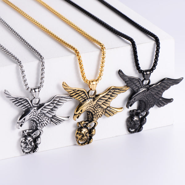 Retro Men Vintage Metal Skull Retro Vintage Chain Chinese Zodiac Animal Stainless Steel Pendants