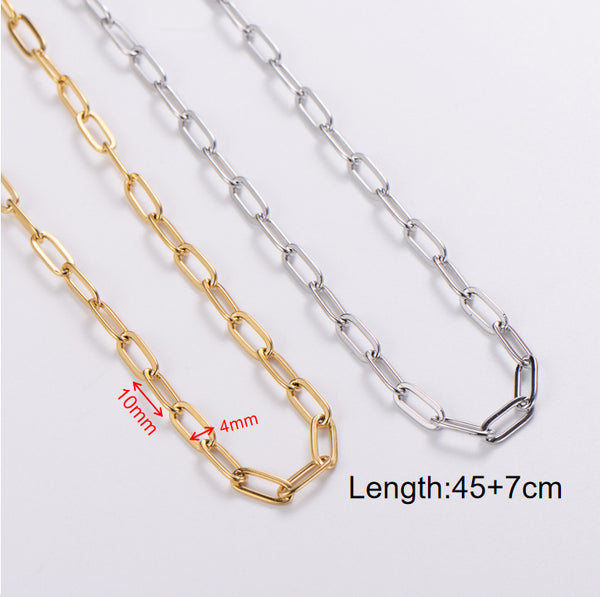 Minimalist Paperclip U-Shape Stainless Steel Electroplating Necklaces