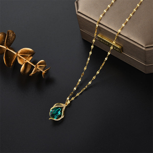 Natural Shell Droplet Titanium Steel 18K Gold Plated Necklaces