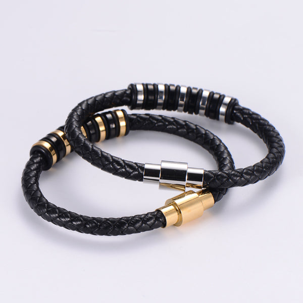 Unisex Metal Leather Bangles