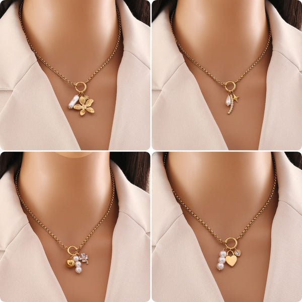 Fashion Heart Heart Stainless Steel Electroplating Necklaces