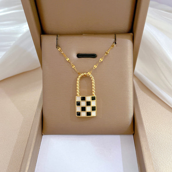 Cartoon Geometric Titanium Steel Diamond Inlay Necklaces