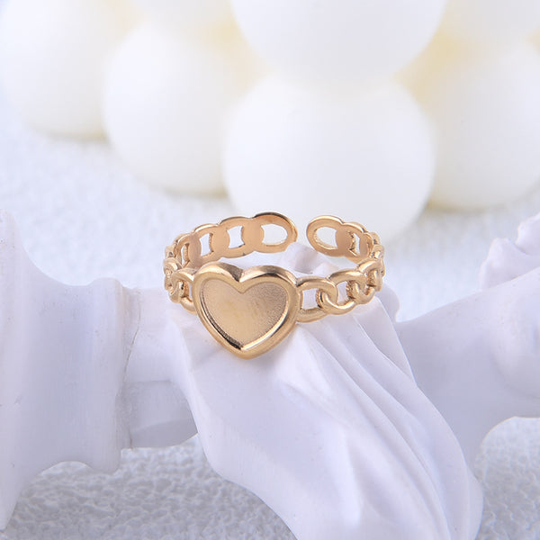 Cute Heart Titanium Steel Electroplating Rings