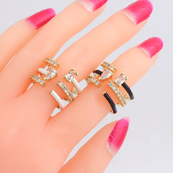 Minimalist Women Geometric Metal Geometric Zircon Rings