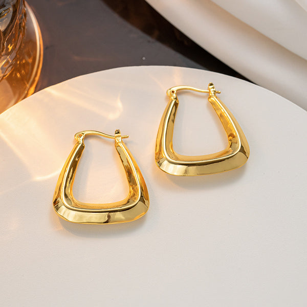 Korean Triangle Geometric Titanium Steel 18K Gold Plated Earrings