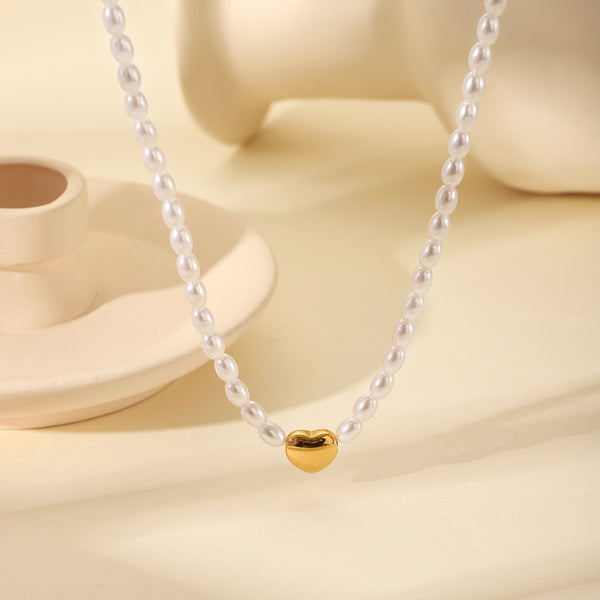 IG Style Pearl Geometric Stainless Steel Titanium Steel Electroplating Necklaces