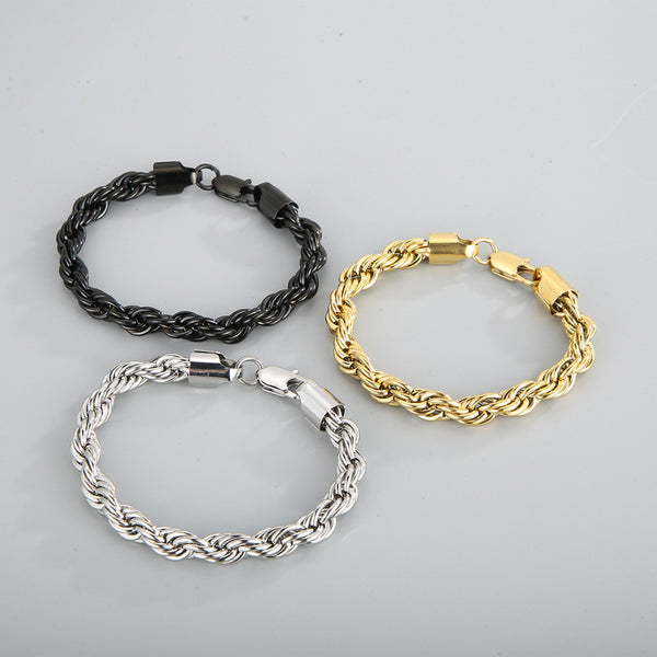 Unisex Fashion Twisted Chain Geometric Titanium Steel Bracelets