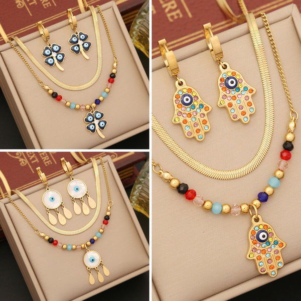 Expressive Eye Stainless Steel Oil Dripping Necklaces