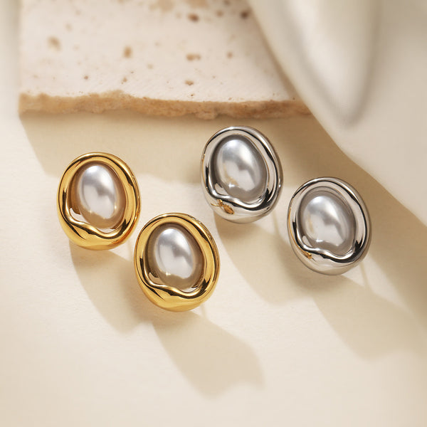 Irregular Geometric Stainless Steel Electroplating Stud Earrings