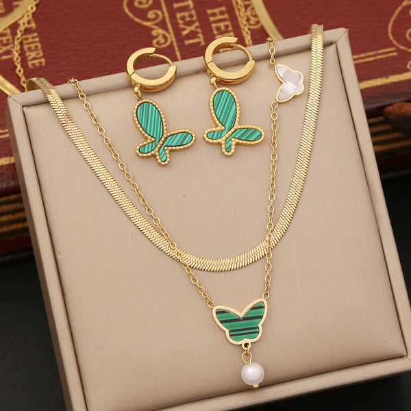 Fashion Butterfly Insect Stainless Steel Electroplating Necklaces