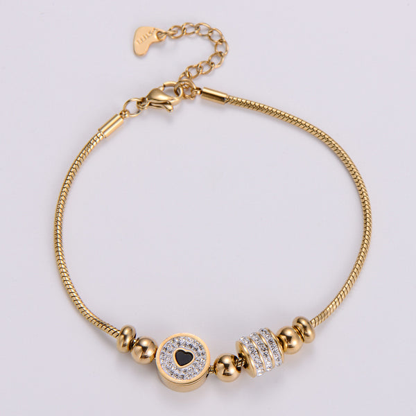 Women Minimalist Metal Diamond Heart Stainless Steel Bracelets