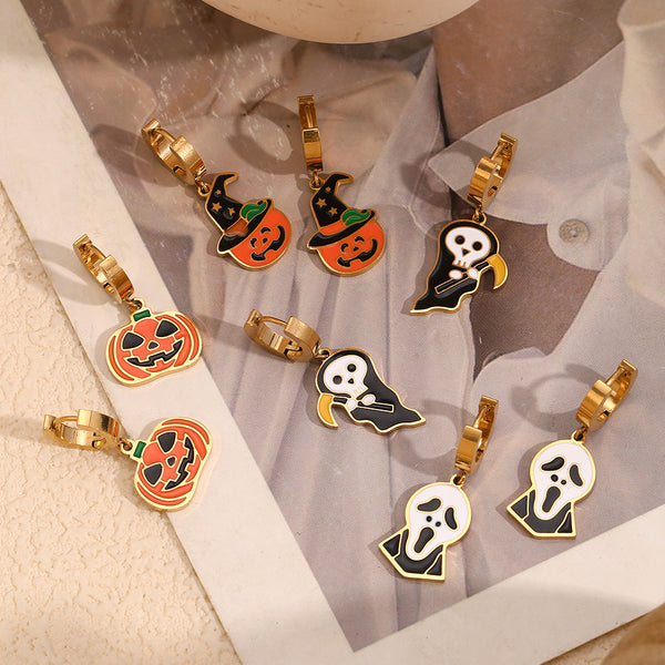 Fashion Ghost Cartoon Stainless Steel Electroplating Earrings