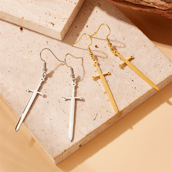 Fashion Cross Stainless Steel Electroplating Earrings