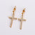 Minimalist Cross Stainless Steel Electroplating Stud Earrings