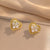 Moderate Luxury Flower Copper Diamond Inlay Stud Earrings