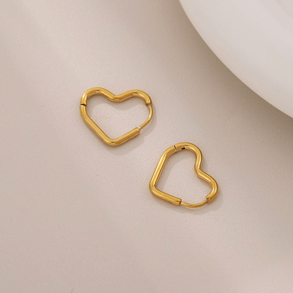 Heart Minimalist Geometric Stainless Steel Polishing Earrings