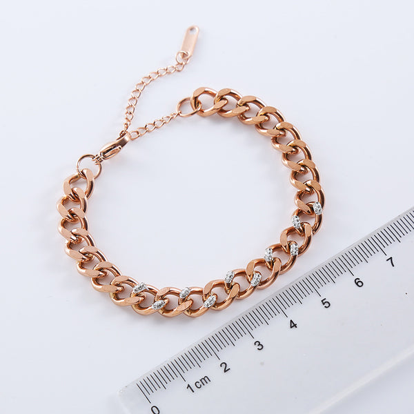 Expressive Women Tennis / Diamond Line Asymmetrical Chain Geometric Stainless Steel Electroplating Bracelets