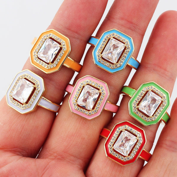 Vintage Retro Women Geometric Diamond Metal Retro Vintage Geometric Copper Rings