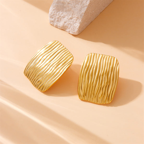 Fashion Square Geometric Stainless Steel Electroplating Earrings