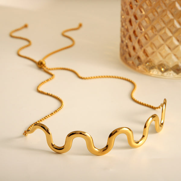 IG Style Wave Wave Geometric Stainless Steel Electroplating Necklaces