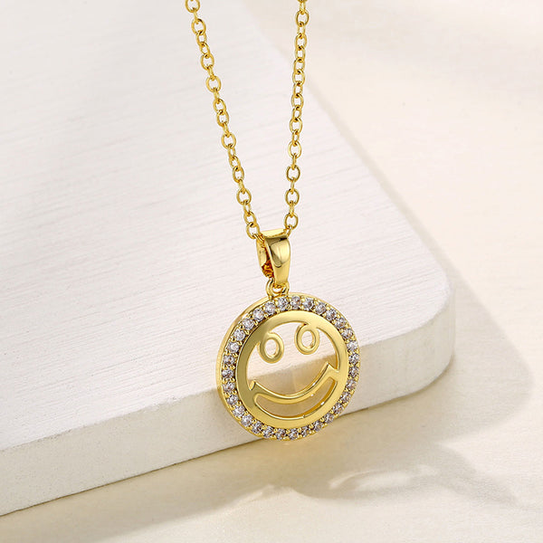 Women Minimalist Geometric Metal Smile Stainless Steel Electroplating Necklaces