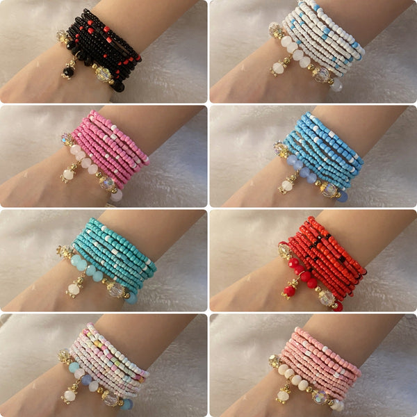 Women Droplet Glass Handmade Beaded Bracelets