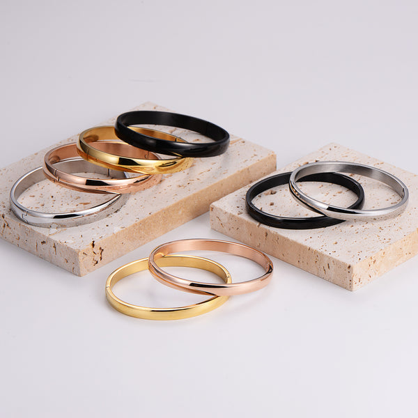 Minimalist Round Stainless Steel Electroplating Bangles