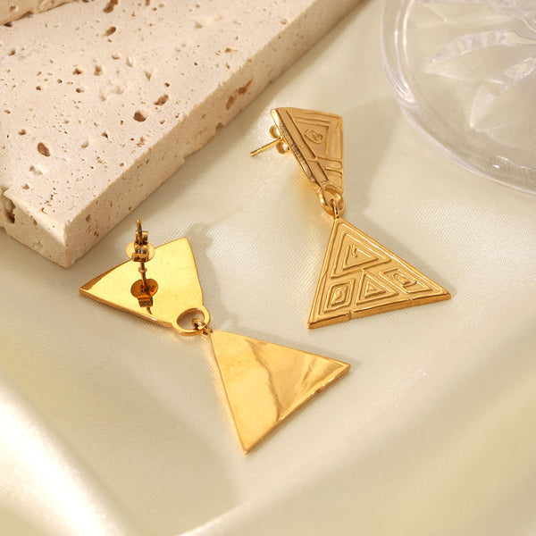 IG Style Triangle Geometric Stainless Steel Electroplating Earrings