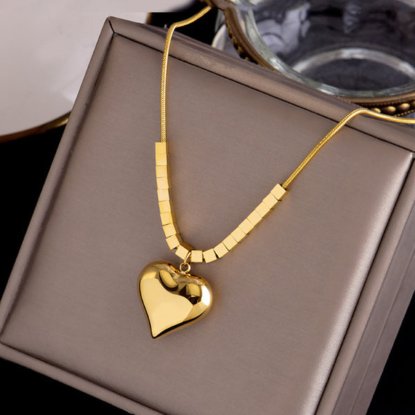 Square Heart Titanium Steel Electroplating Necklaces