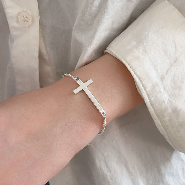 925 Sterling Silver Exotic Women Cross Geometric Silver Bracelets