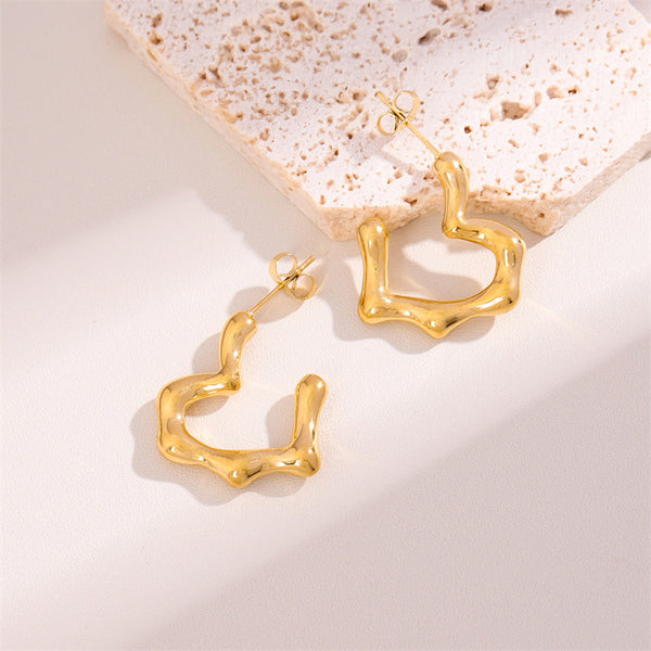 Heart Minimalist Geometric Stainless Steel Polishing Earrings