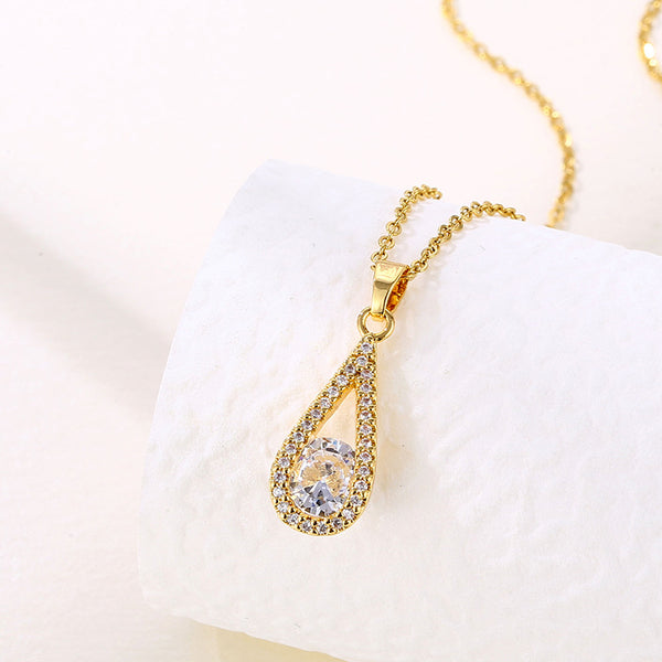 Women Minimalist Geometric Metal Droplet Stainless Steel Electroplating Necklaces