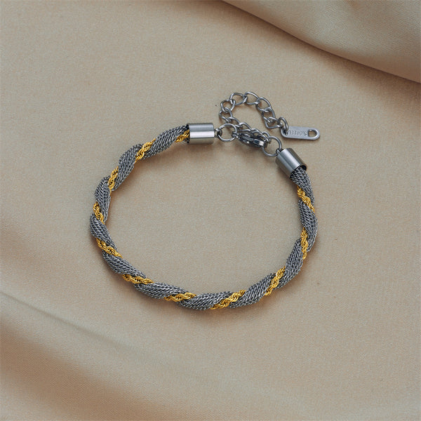 Unisex Circle Twisted Titanium Steel Electroplating Bracelets