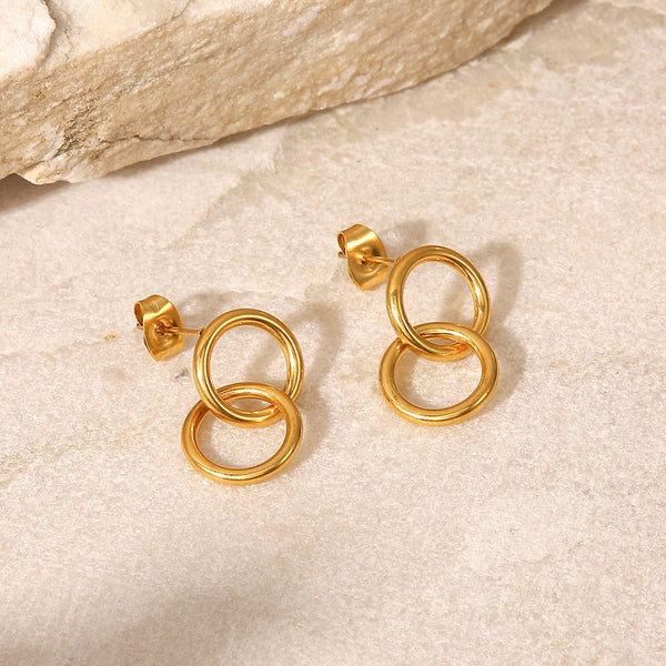 Cartoon Geometric Stainless Steel 18K Gold Plated Earrings