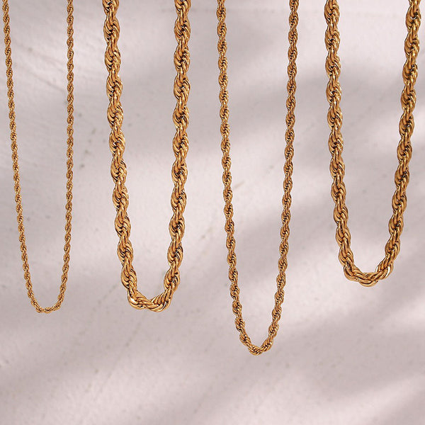 Fashion Stripe Geometric Stainless Steel 18K Gold Plated Necklaces