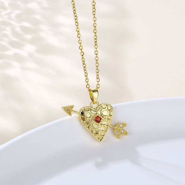 Women Japanese / Korean Heart Stainless Steel Electroplating Necklaces