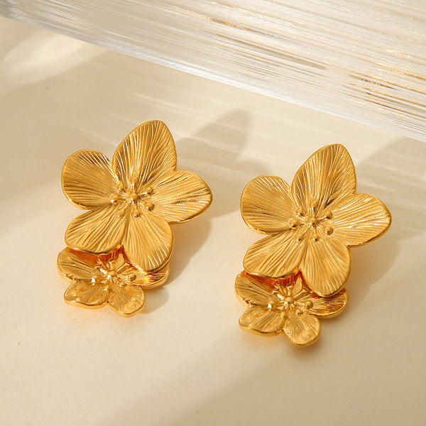 IG Style Flower Geometric Stainless Steel Electroplating Earrings