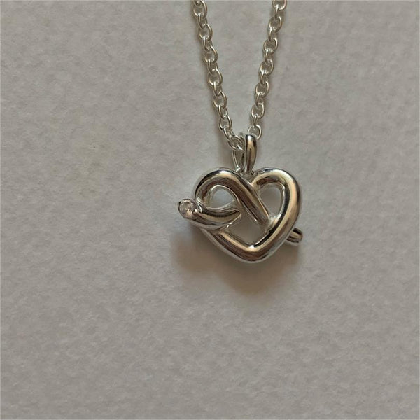 925 Sterling Silver Korean Heart Geometric Silver Electroplating Necklaces