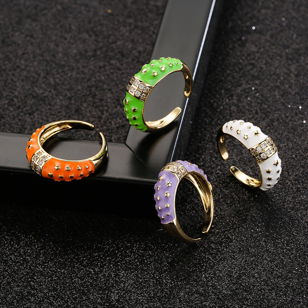 IG Style Women Geometric Copper Inlay Rings