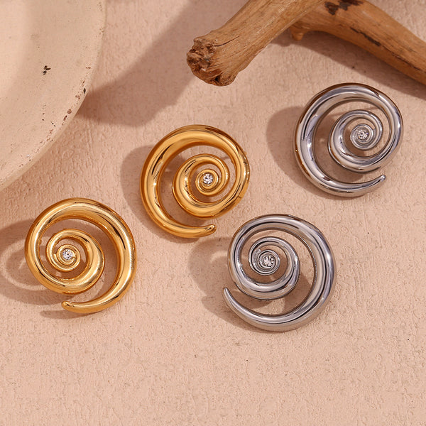 Fashion Circle Geometric Stainless Steel 18K Gold Plated Earrings