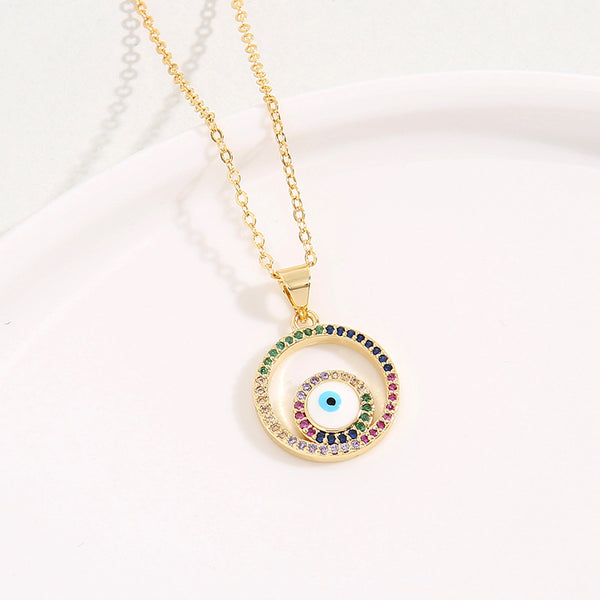 Women Round Eye Copper Electroplating Necklaces