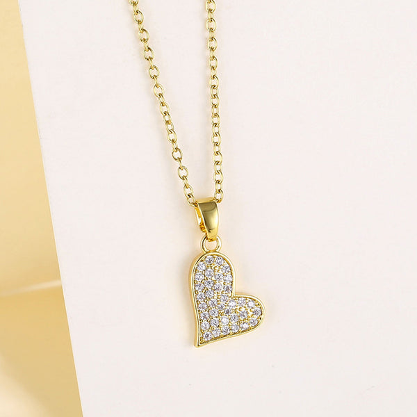 Women Minimalist Geometric Metal Heart Stainless Steel Electroplating Necklaces