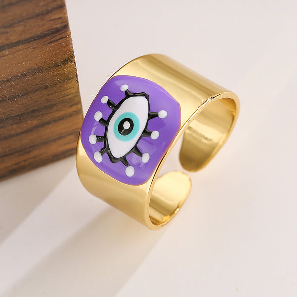 Women Eye Geometric Copper Inlay Rings