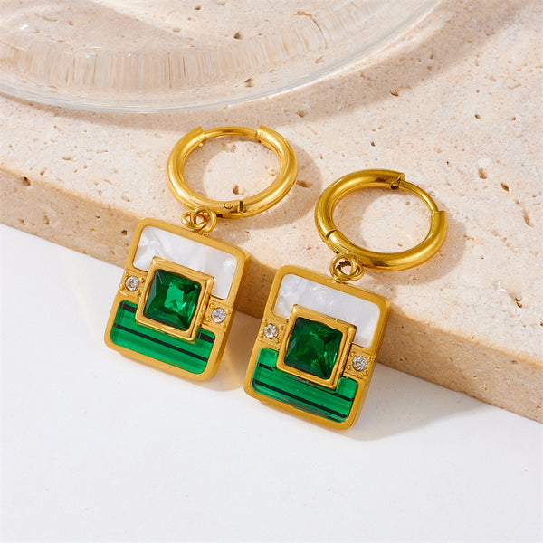 Fashion Square Titanium Steel Electroplating Earrings