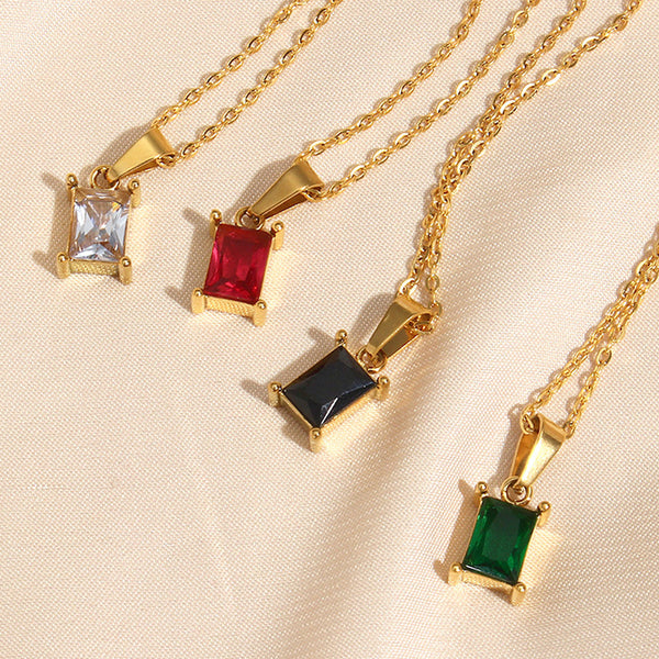 Minimalist Quadrilateral Geometric Stainless Steel 18K Gold Plated Necklaces