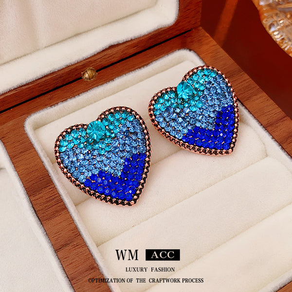 Luxurious Heart Geometric Alloy Electroplating Earrings