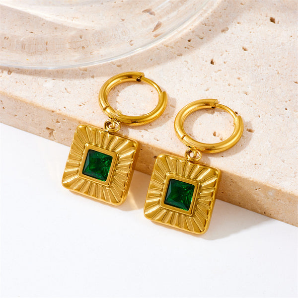 Fashion Square Geometric Titanium Steel Electroplating Earrings