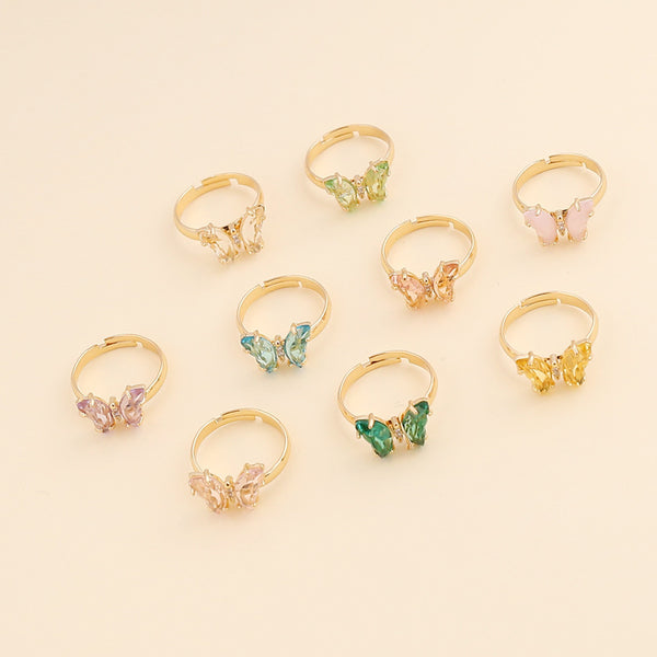 Women Fashion Bowknot Butterfly Insect Metal Electroplating Rings