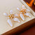 Luxurious Flower Geometric Flower Artificial Pearl Oil Dripping Earrings